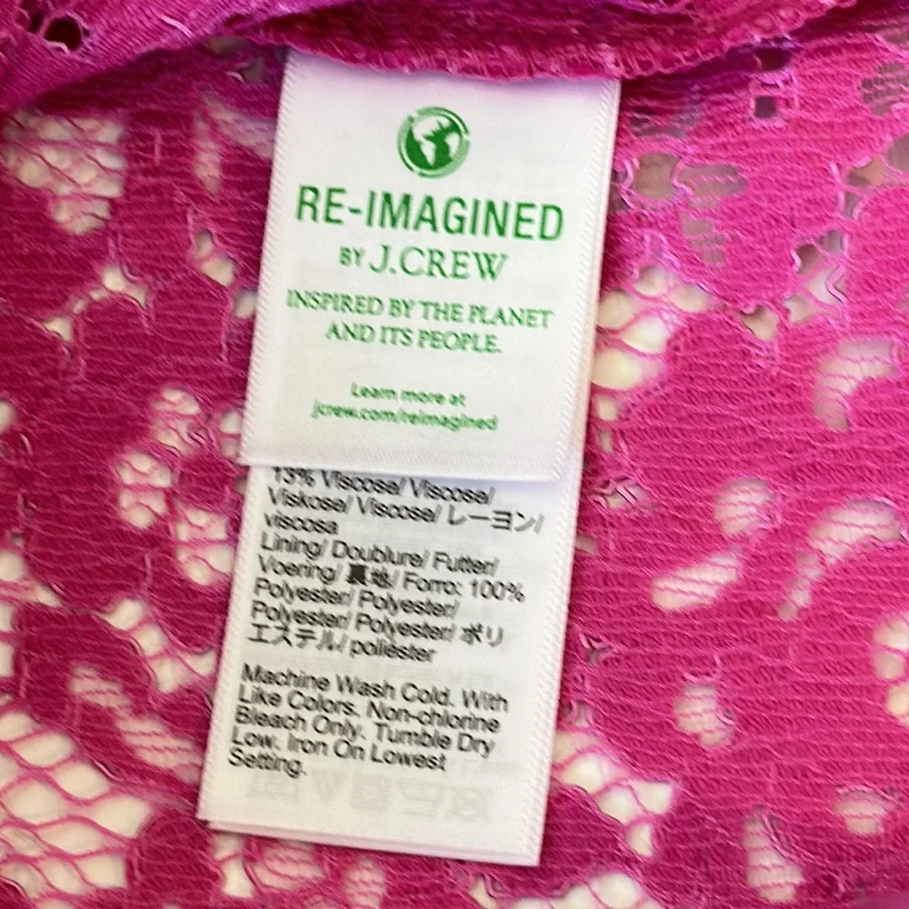 J Crew Ruffleneck Lace Dress in Soft Azalea NWT Size Small